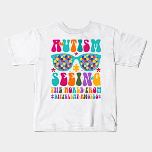 Autism seeing the world from different angles Autism Awareness Gift for Birthday, Mother's Day, Thanksgiving, Christmas Kids T-Shirt